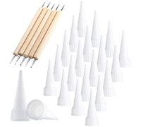 20 Pieces Snip Tip Applicator Tips for E6000 Craft Glue 3.7 oz Tubes, 5 Pieces Wooden Ball Stylus Dotting Tools Kit for Rock Painting Pottery Clay Modeling Embossing Art