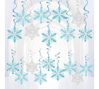 20 Pieces Snowflake Hanging Swirl Ceiling Decoration, Glitter Winter Wonderland Decoration for Christmas Frozen Party, Blue&Sliver