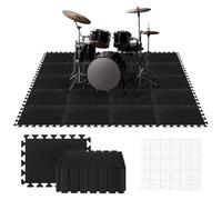 20 Pieces Sound Absorbing Interlocking Floor Mats, 15.7 x 11.8 x 0.4 inches High Density Felt Soundproof Panels Non-Slip Anti Vibration Puzzle Acoustic Panels Piano Carpet Drum Rug, Black