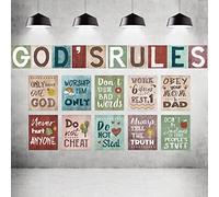 20 Pieces Ten Commandments Poster for Kids Christian Bible Verse Poster Inspirational Religious Scripture Wall Poster for Classroom Church Sunday School Christian Scripture Home Decor (Vintage Base)