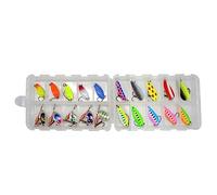 20 Pieces Trout Fishing Spoon Lure Set, Spinner Baits and Crank Baits in Plastic Case, Fishing Tackle Accessories Box with Mixed Color for Trout Char Pike Perch in Freshwater Saltwater Fishing