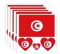20 Pieces Tunisia Flag Tattoo, Tunisian Banner Tattoos Decoration Stickers, Rectangle Heart Waterproof Stickers for Party Parade Tunisia (5 Sheets)