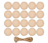 20 Pieces Unfinished Wood Slices with Hole 5-6cm 6-7cm Wooden Discs for Painting Craft Christmas Decorations Craft Wood Pieces