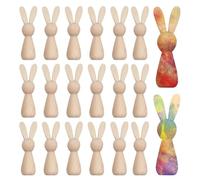 20 Pieces Unpainted Wooden Bunny Dolls, Wooden Bunny Peg Dolls for Kids, Unfinished Wooden Rabbit Peg Figures, Blank Wooden Bunny Wooden Ornaments, Handmade Easter Bunny Decorations
