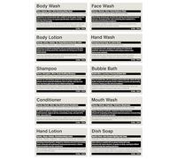 20 Pieces Waterproof Label Stickers for Dispenser Bottles | Removable Bathroom Shampoo, Conditioner, Hand Soap Farmhouse Labels | 98mm/3.85" x 54mm/2.12" | Durable Matt Finish