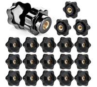 20 Pieces Wing Nuts M6 Nuts 25 mm Diameter Outer Star Clamping Nuts | Plastic Star Grips, Thumb Screws Replacement for Machines, Furniture, Tools, Fitness Equipment, Black Clamping Handle Knobs