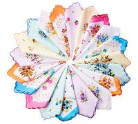 20 Pieces Women Vintage Floral Print Cotton Colorful Ladies handkerchiefs