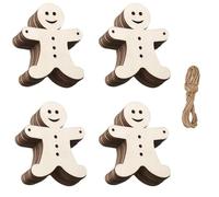 20 Pieces Wooden Christmas Ornaments Wooden Baubles Wood Jinger Bread Man Wood Slice for DIY Crafts Christmas Tree Decorations