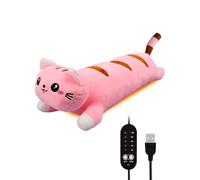 20" Pink Cat Heating Pad for Period Cramps USB Portable Electric 5 Heat Settings 5 Timer Modes Auto Shut Off Plush Stuffed Animal Warmer for Neck Back Pain Relax for Women Kids
