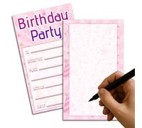 20 Pink Starburst Party Invitations for Kids - Girls Party Invites with Glossy Front & Matte Back - Thick 300GSM Card - Ideal for 4th, 5th, 6th Birthday Girls and Celebrations