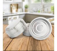 20 Pk Coppice Small Round Aluminium Foil Pie Dish With Plastic Lid For Baking, Serving & Food Storage 15 X 4Cm