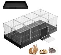 20 Planes Guinea Pig Cages Enclosed Hamster Cage with Transparent Top & Waterproof Liner, Expandable Cage for Guinea Pigs, Metal Wire Yard Fence Rabbit Cage