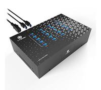 20 Port USB 3.0 Hub - 5Gbps Sync & High Speed Data Transfer, USB Hub with Power Supply Inside - Multi-Port Hub with Built-in 5V/40A/200W Power Adapter - Mounting Brackets for Laptop or Tablet