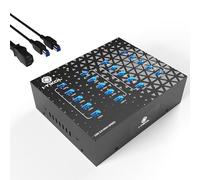 20 Port USB 3.0 Splitter Hub with Power Supply, High Speed Data Transfer for Computer, Laptop, Hard Drive, PC - Expand and Accelerate up to 5