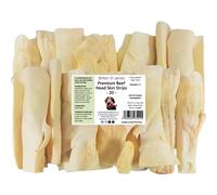 20 Premium Large Beef Head Skin Strips for Dogs by Britten and James
