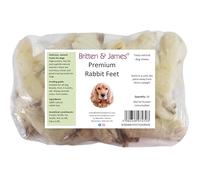 20 Premium Rabbit Feet with Fur for Dogs by Britten and James. 100% Natural Healthy Dog Chews and Gentle Wormer - Low Fat, Grain Free, Hypoallergenic and Low Odour