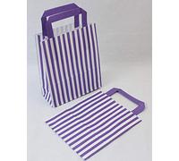 20 Purple Candy Stripe Paper Party Gift Bags 18cm x 21cm plus Handle