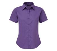 Premier Women's Short Sleeve Poplin Blouse Plain Work Shirt in Purple | Size: 20 Premier Purple 20