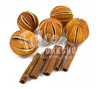 20 QUILL Pieces 8cm Scented Christmas Cinnamon Sticks & 10 Dried Whole Orange - Craft Wreath Decoration