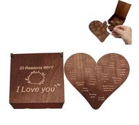 20 Reasons Why I Love You Wooden Heart Gift Box, Romantic Keepsake for Him or Her, Wooden Love Note Gifts for Valentines Day, Anniversary & Wedding for Boyfriend, Girlfriend, Husband, Wife