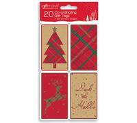 20 Red Tartan Tags