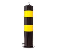 20" Reflective Metal Traffic Bollard with Lockable Base for Access Control - Durable Entrance Barrier Post (1 Piece)