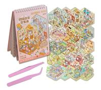 20 Reusable 3D Sticker Book Kits with Tweezers, DIY Scene Art Stickers for Adults & Families, Creative Collage Books for Journaling, Scrapbooking, Crafts and Relaxing Activities