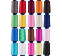 20 Rolls Larger Sewing Machine Threads, 3000 Yards Each Roll 20 Colors Serger Thread Cones White Black Sewing Thread Spools 20 Pack