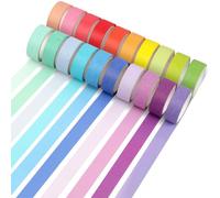 20 Rolls Washi Tape Set, Rainbow Masking Tape 5m x 15mm, | Removable Adhesive Tapes for Scrapbooking, Artists Decorative, Home, DIY Crafts