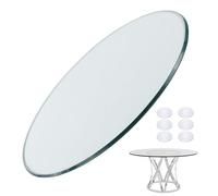 20" Round C Tempered Glass Table Top - Polished Edge Replacement for Kitchen Dining Room Patio Garden - Durable Flat Turntable (90cm)