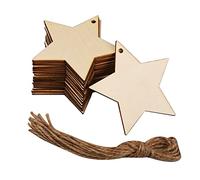 20 Rustic Wooden Baubles - Natural Wooden Star Shapes for Christmas Wedding Party Decor