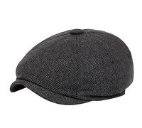 20’s Themed Party Newsboy-Caps for Men - Herringbone Newsboy-Hat 8-Panel Gatsby Flat Hat 1920s Costume Acc, Dark Grey, M