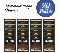 (20 Sachets, Chocolate Fudge) Diet Plus Whey Protein Shake 40g Meal Replacement