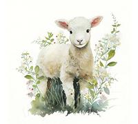 20 Serviettes Animal Motifs Lamb on Grasses Table Decoration Paper Napkins with Motif Also for Decoupage and Decoupage 33 x 33 cm