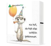 20 Serviettes Birthday Party Safari Animals Funny with Meerkat, Panda, Zebra and Sloth as Table Decoration Children's Birthday Party and Adult Man Woman Boy Girl 33 x 33 cm