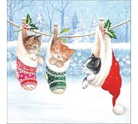 20 Serviettes Cute Cats in Winter Socks Christmas Table Decoration 33 x 33 cm
