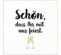 20 Serviettes "Schön, dass Ihr mit uns feiert" [German Language], White, Wedding, Baby Shower, Confirmation, Table Decoration, 33 x 33 cm