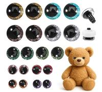 20 Set 3D Glitter Safety Eyes for Crocheting with Washers 12-20mm Round Safety Eyes for Crochet Animals with Washers Stuffed Animal Eye for DIY Puppet Stuffed Animals Making (10 Colors)