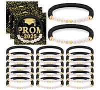 20 Set Black Class of 2025 Bracelets Bulk End of Year Graduation Gifts to Student from Teacher 2025 Congrats Grad Senior Night Gifts 20 Graduation Cards for Her and Him 5th Senior High School College