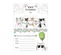 20 Set Cat Theme Birthday Invitation Cards with Envelopes 4 x 6 inch Unique Personalized Cat Birthday Party Invitations Cards of cat birthday party decor cat lover