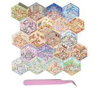 20 Set DIY 3D Sticker Scene Collection Book,Fun DIY 3D House Stickers for Kids Make Your Own Warm Home,Supermarke,Therapy for Adult for Relief Stress Pass The Time Clothing Store,Burger Shop