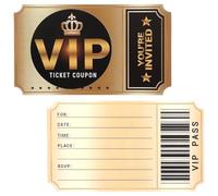 20 Set Double-Sided Movie VIP Ticket Invitations with Envelopes | Gold & Black Themed Birthday Party Invites for Adults, Cinema Night | Premium Quality Cardstock for Wedding, Engagements, Baby Showers
