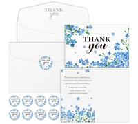 20 Set Forget Me Not Funeral Thank You Cards with Envelopes and Stickers, Sympathy Cards Bulk Funeral Memorial Bereavement Gifts for Family Friends Loved Ones Celebration of Life (Forget Me Not)