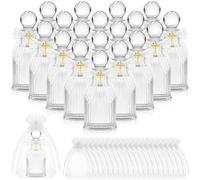 20 Set Holy Water Bottles Empty Containers with Gold Cross Glass Holy Water Container for Catholic Christian Church Baptism Party First Communion Halloween Thanksgiving Favor Gifts (40 ml)