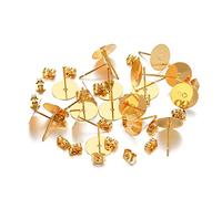 20/set Hypoallergenic Earring Posts Flat Pad and Backs Earring Stoppers 10mm