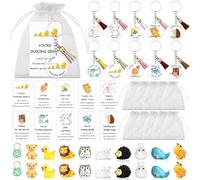 20 Set Inspirational Thank You Gifts Employee Appreciation Gift Bulk for Coworkers Resin Animal Inspirational Note Cards Motivational Keychains for Teacher Colleague Nurse Staff Office Pocket Favors