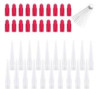 20 Set Spare Silicone Sealant Nozzles,Re-sealable Includes 20pcs White Caulk Nozzles and 20pcs Red Nozzle Caps for Bathroom Kitchen Finishing Sealing with Stainless Steel Through Needle