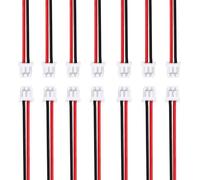 20 Sets 28 AWG JST MX 1.25mm 2 Pin Single Header Male Connector with Red Black Terminal Cable 150mm and Motherboard Plug for Flash, Indoor 3D Airplane, Toys