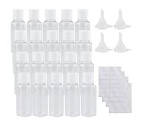 20 Sets 30ml Plastic Bottles Empty Travel Bottles Clear Refillable Plastic Travel Bottles for Liquids Flip Cap Bottles with 4 Pcs Small Funnel and 4 pcs Labels for Travel or Cosmetic