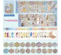 20 Sets 3D DIY House Stickers with Tweezer,Funny Cartoon DIY Sticker Scenes Make Your Own Cartoon Mini House Amusement Park Restaurant Aquarium for Kids Adult Therapy Relief Stress Pass The Time